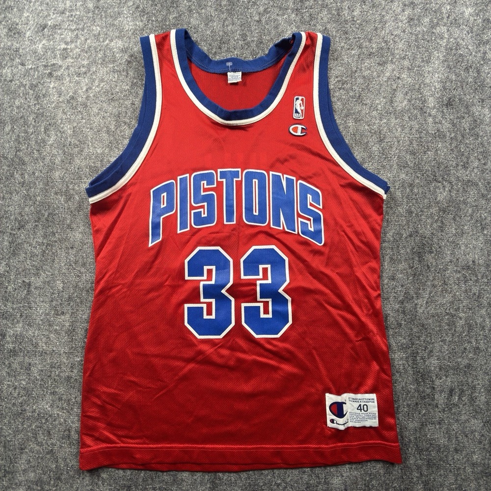 Vintage Champion Grant Hill NBA Detroit Pistons Red Home Jersey Mens 40 (S/M)